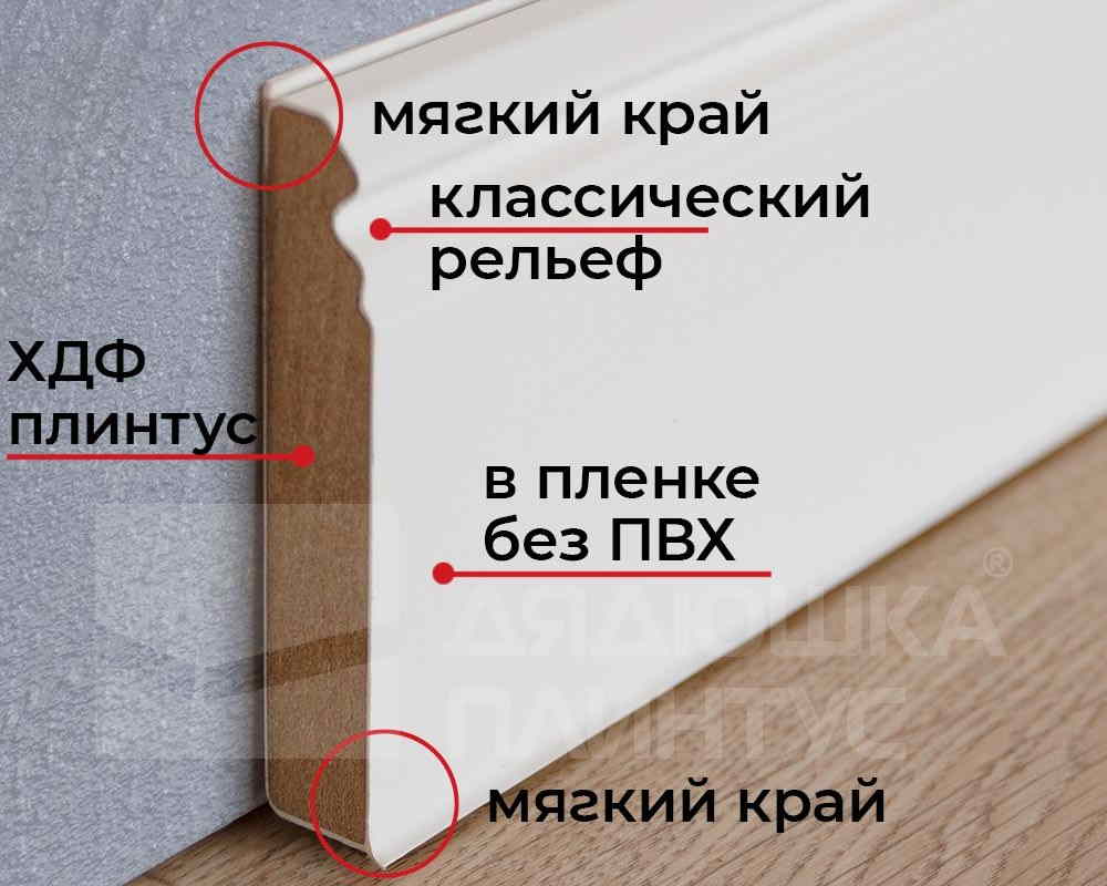 Плинтус ХДФ Dollken Cubu Hamburg Style 100 мм х 2,5 м 5012 Белый