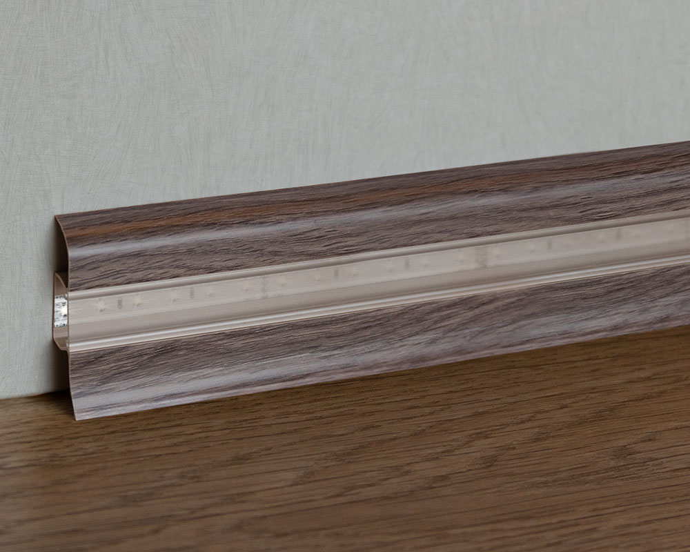 Плинтус ПВХ с кабель-каналом Рико Лео 143 Дуб луаре