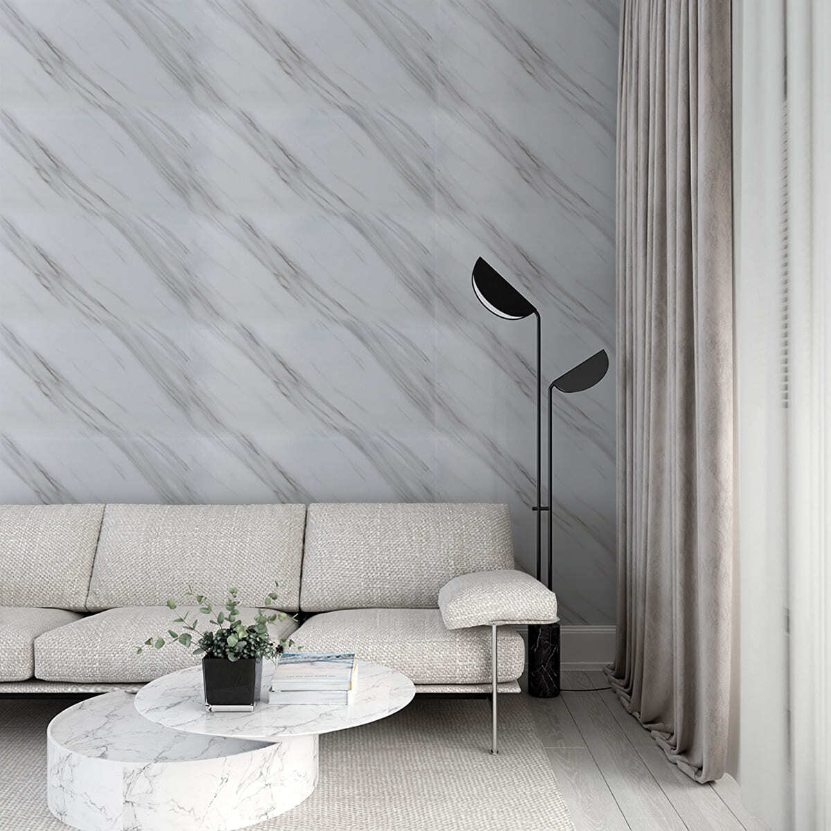 Панель самоклеющаяся ПВХ 300х600 мм 6шт/уп Мрамор Нова Грета гранд. Цена указана за 1,08 м²