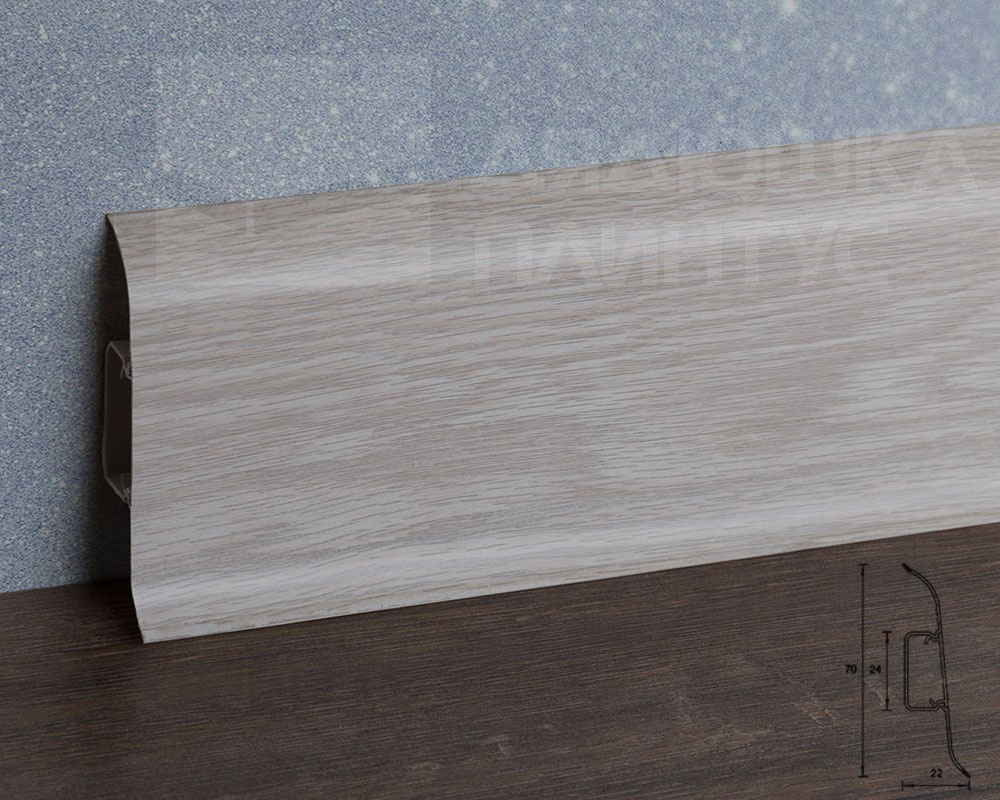 Плинтус ПВХ Идеал Классик 70мм 2,2м 230 Дуб айсберг